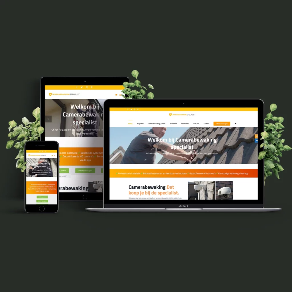 UI design van camerbeveiliging camerainstallatie.nl