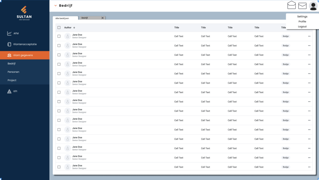 Sultan CRM dashboard