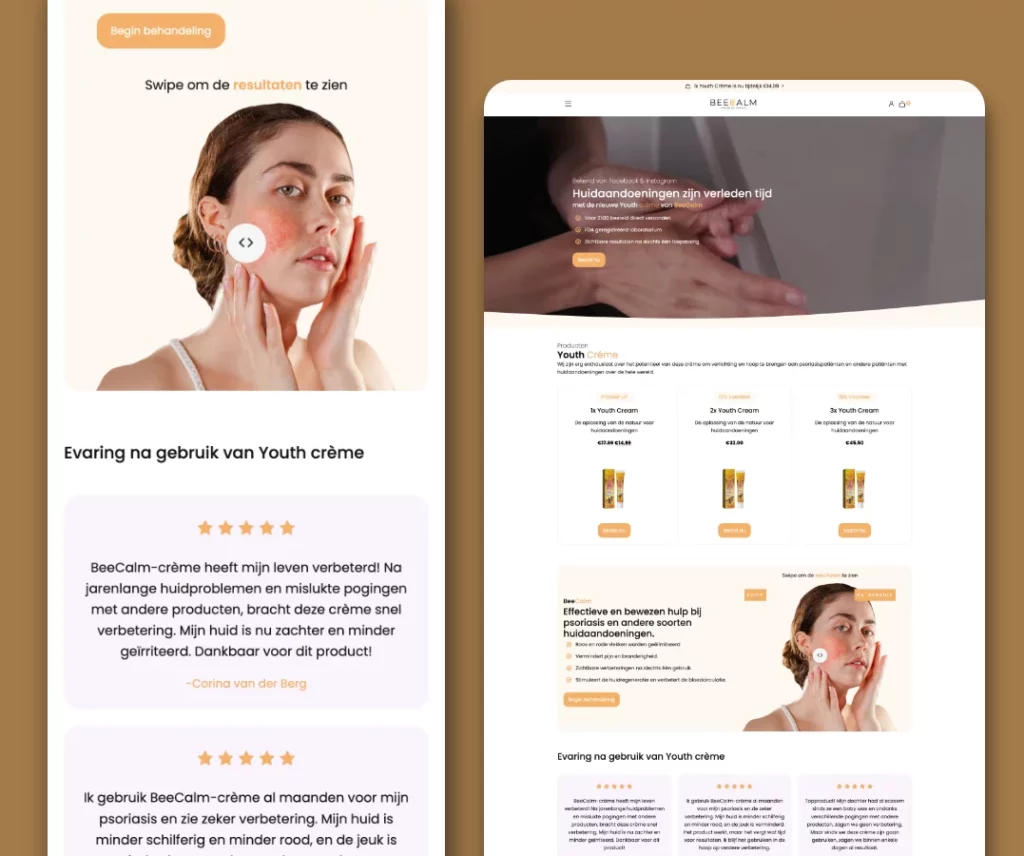 Beecalm webshop in woocommerce