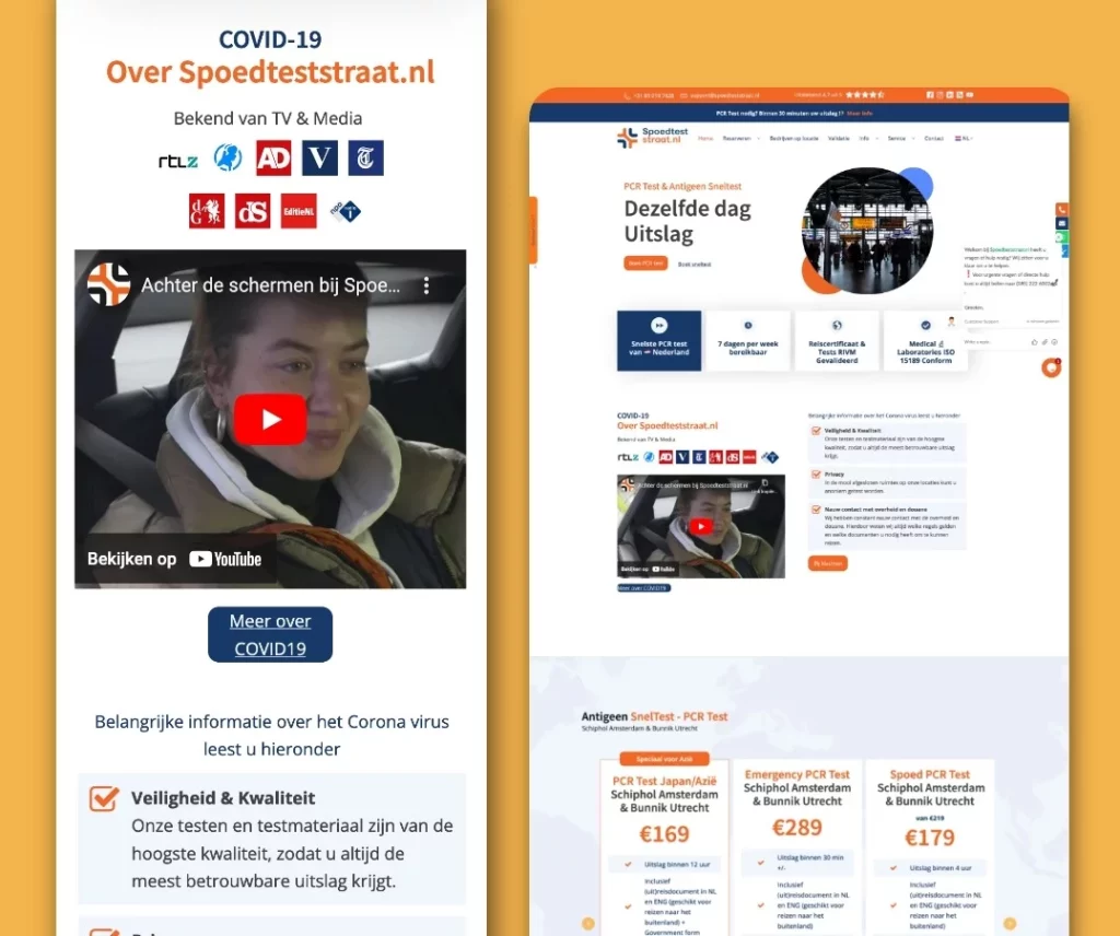 Spoedtestraat website UI design